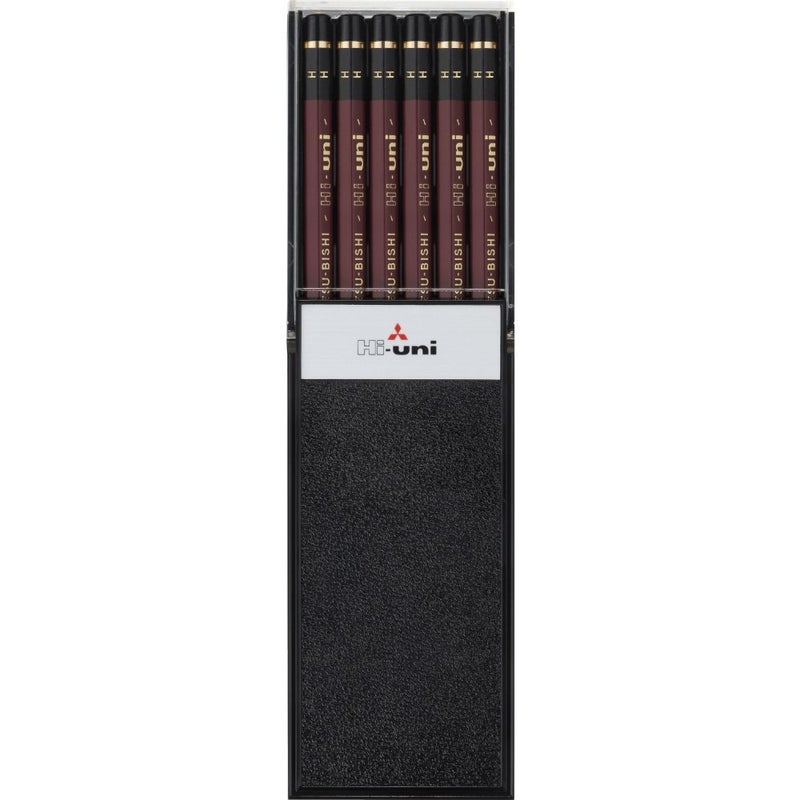 uni Wooden Pencil, H, Box of 12 (HUH),Brown - Image 1